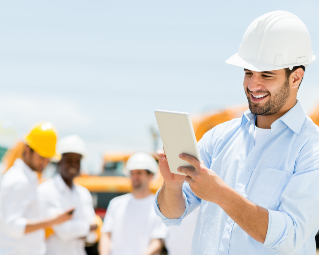 CSCS Card Renewal: a construction worker on a device