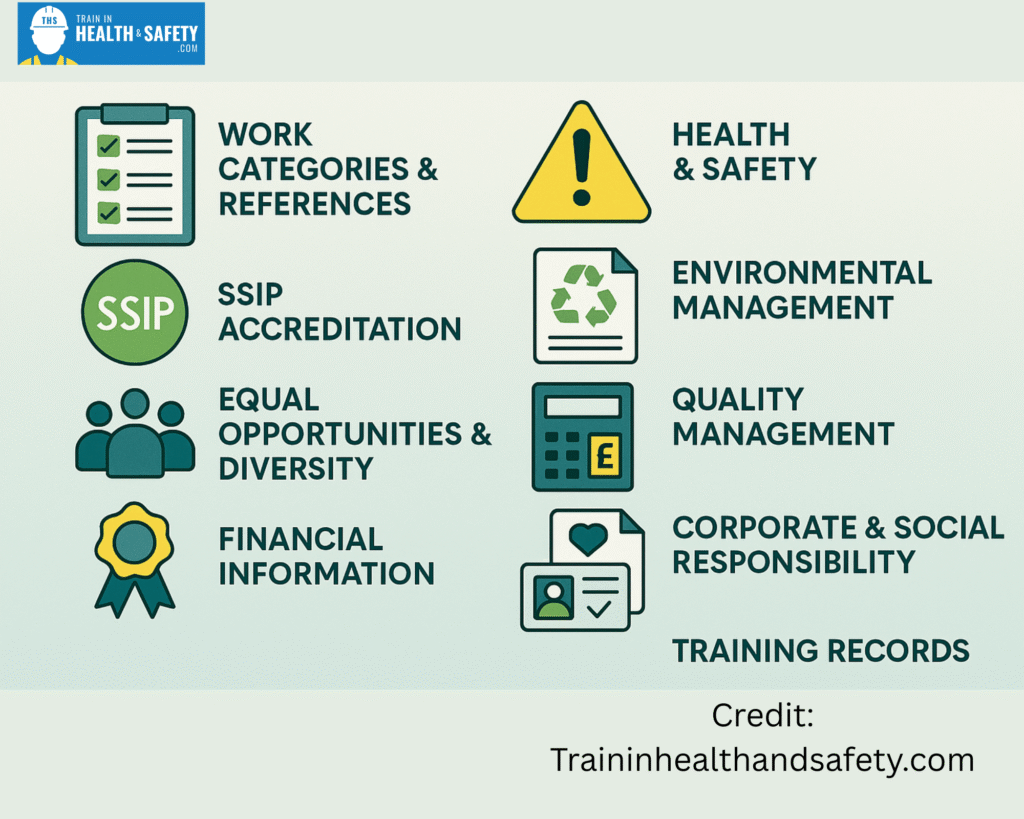 An infographics of Requirements for Constructionline Gold Accreditation